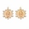 Brass Micro Pave Clear Cubic Zirconia Pendants, Nickel Free, Flat Round with Holy Virgin, Real 18K Gold Plated, 25x20x3mm, Hole: 1.4mm