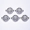 Tarnish Resistant 201 Stainless Steel Links Connectors, Laser Cut, Flat Round with Flower, Stainless Steel Color, 14.5x19.5x1.5mm, Hole: 1.6mm