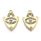 Rack Plating Alloy Pendants, with Crystal Rhinestone, Cadmium Free & Nickel Free & Lead Free, Anchor with Horse Eye, Light Gold, 18x13x3mm, Hole: 1.5mm