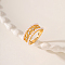 Brass Micro Pave Cubic Zirconia Finger Ring, with Plastic Bead, Real 18K Gold Plated, US Size 9(18.9mm)
