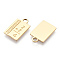 304 Stainless Steel Pendants, Manual Polishing, Ruler Charm, Real 14K Gold Plated, 17x10.5x1mm, Hole: 2mm