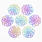 Ion Plating(IP) 201 Stainless Steel Filigree Joiners Links, Etched Metal Embellishments, Flower, Rainbow Color, 31.5x30.5x0.4mm, Hole: 1.5mm