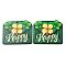Saint Patrick's Day Single Face Printed Wood Pendants, Envelope Charms with Clover, Green, 41x49x2.5mm, Hole: 2mm