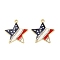 Independence Day Alloy Enamel Pendants, with Crystal Rhinestone, Golden, United States Flag Pattern, Star, 30x28x3mm, Hole: 2mm