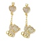 Rack Plating Brass Micro Pave Cubic Zirconia Pendants, Long-Lasting Plated, Lead Free & Cadmium Free, Pink Heart & Clear Bear, Real 18K Gold Plated, 48x21.5x5mm, Hole: 4.5x3mm