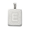 Non-Tarnish 304 Stainless Steel Pendants, Rectangle with Alphabet, Letter.E, 30x20x1.5mm, Hole: 3x6mm