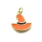 Brass Enamel Pendants, with Jump Ring, Witch Hat Charm, Long-Lasting Plated, Lead Free & Cadmium Free, Real 18K Gold Plated, Rack Plating, Orange, 15.5x15x2mm, Hole: 3mm