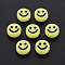 Opaque Acrylic Beads, with Enamel, Flat Round with Smile Face, Yellow, 10x5mm, Hole: 2mm, about 1450pcs/500g