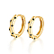 Elegant S925 Sterling Silver Hoop Earrings, with Black Cubic Zirconia, Golden, 12x13mm