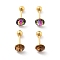 Ion Plating(IP) 2 Pairs 2 Colors Real 14K Gold Plated 304 Stainless Steel Rhinestone Stud Earrings, Flat Round, Mixed Color, 6mm, 1 Pair/color