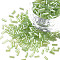 Transparent Colours Luster Glass Bugle Beads, Round Hole, Medium Sea Green, 3~8x2mm, Hole: 0.7mm, about 450g/pound