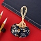 Flower Embroidery Silk & Satin Drawstring Sachet Bags with Tassel, for Jewelry, Prussian Blue, 10x8.5cm