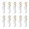 Alloy Enamel Pendants, Cadmium Free & Nickel Free & Lead Free, Light Gold, Hot Horn of Plenty/Italian Horn Cornicello Charms, White, 21x6x6mm, Hole: 2mm