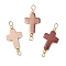 Spray Painted Synthetic Turquoise & Electroplate Non-magnetic Synthetic Hematite Connector Charms, Cross Links, Saddle Brown, Golden, 28~28.5x12~12.5x3.5mm, Hole: 1.5~3mm