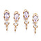 Brass Micro Pave Cubic Zirconia Links Connectors, with Glass, Long-Lasting Plated, Light Gold, Teardrop, Thistle, 17x5x3.5mm, Hole: 1.5mm