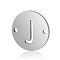 201 Stainless Steel Links connectors, Flat Round with Letter, Stainless Steel Color, Letter.J, 12x0.8mm, Hole: 0.8mm