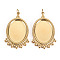 304 Stainless Steel Pendant Cabochon Settings, with Jump Rings, Oval, Real 14K Gold Plated, Tray:18x13mm, 30x18.5x2.5mm, Jump Ring: 3.8x0.5mm, 2.8mm inner diameter