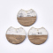 Resin & Walnut Wood Pendants, with Silver Foil, Gap Flat Round, Silver, 23x24.5x3.5mm, Hole: 2mm