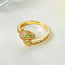 Snake Brass Micro Pave Cubic Zirconia Cuff Rings, Open Rings for Women, Golden, Inner Diameter: 17mm