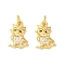Rack Plating Brass Micro Pave Cubic Zirconia Pendants, with Jump Ring, Long-Lasting Plated, Lead Free & Cadmium Free, Owl Charm, Real 18K Gold Plated, 14.5x10x3mm, Hole: 3.5mm