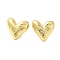 Rack Plating Brass Heart Stud Earrings, Cadmium Free & Lead Free, Real 18K Gold Plated, 19.5x21.5mm