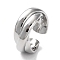 Rack Plating Brass Criss Cross Open Cuff Rings for Women, Lead Free & Cadmium Free, Long-Lasting Plated, Platinum, US Size 6 3/4(17.1mm)