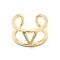 Clear Cubic Zirconia Initial Letter Open Cuff Ring, Real 18K Gold Plated Brass Double Line Ring for Women, Lead Free & Cadmium Free, Letter.V, US Size 6(16.5mm)
