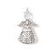 Glass Pendants, with Tibetan Style Alloy Pendants, Angel, Antique Silver, 37x22.5x10.5mm, Hole: 2mm