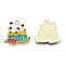 Alloy Enamel Pendants, Cadmium Free & Lead Free, Cake with Panda Charms, Golden, Cyan, 21.5x22x1.3mm, Hole: 1.8mm