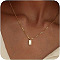 304 Stainless Steel Box Chain Necklaces, 201 Stainless Steel Rectangle Initial Pendant Necklaces for Women, Real 18K Gold Plated, Letter Y, 15.75 inch(40cm)