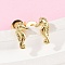 Brass Stud Earrings, Sea Horse, Real 18K Gold Plated, 9x5mm