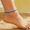 4Pcs Bohemian Style Glass Seed Rondelle Beaded Stretch Anklets for Women, Pale Turquoise, 9-7/8 inch(250mm)