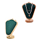 Bust Shaped Velvet Necklace Display Stands, with Wood Pedestal, Dark Green, 15.1x8.55x20.3cm