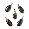 Natural Bloodstone Pendants, with Platinum Tone Brass Findings, Teardrop, 33x15x7~7.5mm, Hole: 5x3.5mm