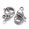 Tarnish Resistant 304 Stainless Steel Lobster Claw Clasps, Stainless Steel Color, 13x8x4mm, Hole: 1.5mm