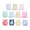 Transparent Spray Paint Glass Beads, Fox, Mixed Color, 15x14x13.5mm, Hole: 1.2mm