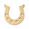 304 Stainless Steel Pendants, Laser Cut, Horseshoe with Clover Charm, Golden, 30x29x1mm, Hole: 1mm