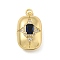 Brass Cubic Zirconia Locket Pendants, Photo Frame Charms, with Jump Ring, Cadmium Free & Lead Free, Real 18K Gold Plated, Dark Blue, Rectangle, 33x20x15mm, Hole: 4mm, Inner Diameter: 26x17mm