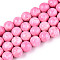 Dyed Synthetic Fossil Beads Strands, Round, Hot Pink, 8~8.5x8mm, Hole: 1mm, about 50pcs/strand, 15.94''(40.5cm)