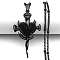 304 Stainless Steel Enamel Necklaces, Heart with Knife Pendant Necklaces, Black, 19.72 inch(50.1cm)