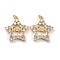 Mother's Day Theme Brass Micro Pave Cubic Zirconia Pendants, Real 18K Gold Plated, Lead Free & Cadmium Free, Star with Mom, Clear, 24x22x3.5mm, Hole: 3.5mm
