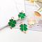 Alloy Enamel Pendants, Light Gold, Clover, Green, 18x11mm