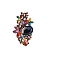 Flower Alloy & Glass Brooch, for Clothes, Colorful, 80x50mm