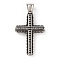 304 Stainless Steel Pendants, with 201 Stainless Steel Snap on Bails, Cross Charms, Antique Silver, 38x25.5x4mm, Hole: 7.5x5mm