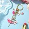 Alloy Enamel Keychain, with Iron Split Key Rings, Ballet Dancer Girl, Golden, 110mm