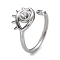 Tarnish Resistant 304 Stainless Steel Open Cuff Ring Components, Ring Settings for Rhinestone, Eye, Stainless Steel Color, Inner Diameter: 17mm, Fit for 0.6mm and 0.7mm Rhinestone