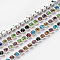 Brass Rhinestone Strass Chains, with Spool, Rhinestone Cup Chains, Silver Color Plated, Colorful, 2.5mm, about 10yards/roll