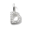 925 Sterling Silver with Cubic Zirconia Charms, Letter, Letter D, 10.5x5x1.5mm, Hole: 2.5x1.5mm