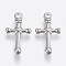 Tarnish Resistant 304 Stainless Steel Pendants, Cross, Stainless Steel Color, 22x13x3.5mm, Hole: 2mm