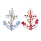 2Pcs 2 Colors Glass Seed Beaded Boat Anchor Pendants, with 304 Stainless Steel Jump Rings, Mixed Color, 42x35x9mm, Hole: 3mm